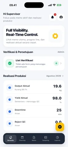 Tampilan aplikasi ProductionLife dari publikasi resmi