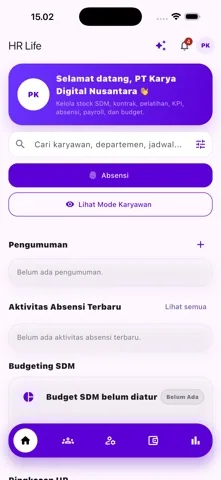 Tampilan aplikasi HRLife dari publikasi resmi